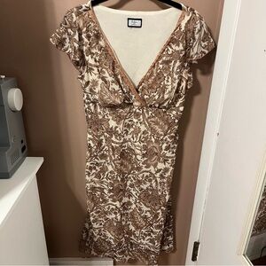 Y2K 90s Vintage Believe Petite Short Sleeve Floral Paisley Midi Dress